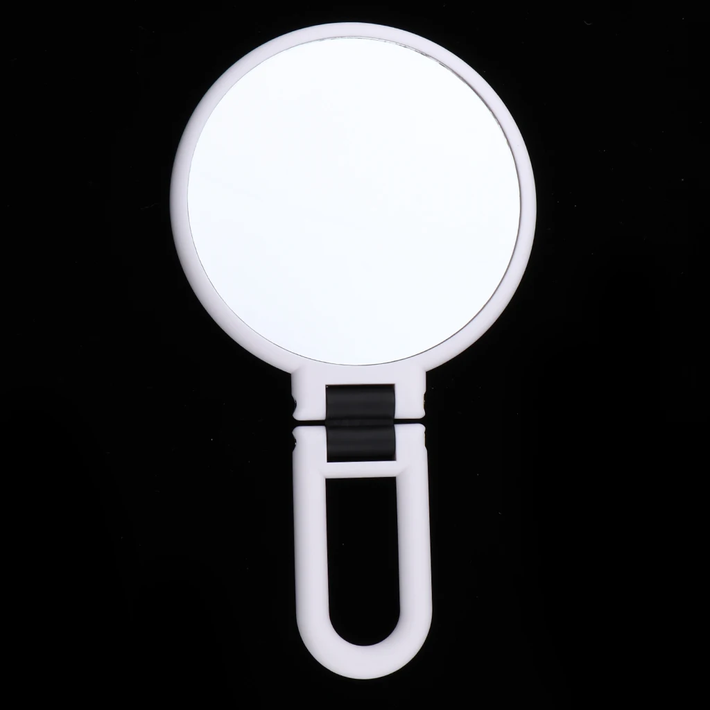 Magnifying Double Side Handheld Makeup Mirror with Stand - White