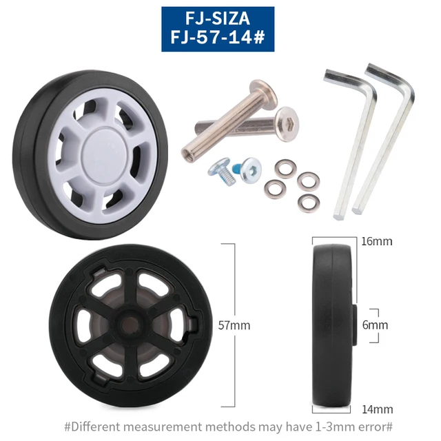 Luggage Suitcase Replacement Wheels OD 36-50mm Axles Deluxe Black with Screw Suitable for 18-26 inch suitcase Swivel Caster FJ-57-14