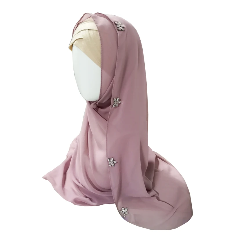 

Solid Diamonds Chiffon Scarf Women Hair Muslim Hijab Scarf Shawl Long Soft Wrap Head Scarf Bufanda Mujer Hijab Mousseline