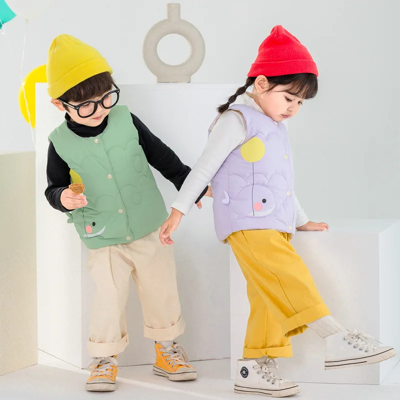 

2020 Autumn Winter Children Vests Coats 2-7 Year Warm Waistcoats For Boys & Girls Cartoon Anlmal Solid Little Child Vests Unisex