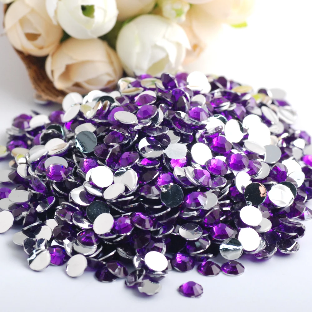Violet 2.0/3.0/4.0/5.0/6.0mm Flat Back Resin Non Hotfix Rhinestones 10000pcs-Wholesale, For Clothes Nails 3D Art Decoration - Цвет: Violet