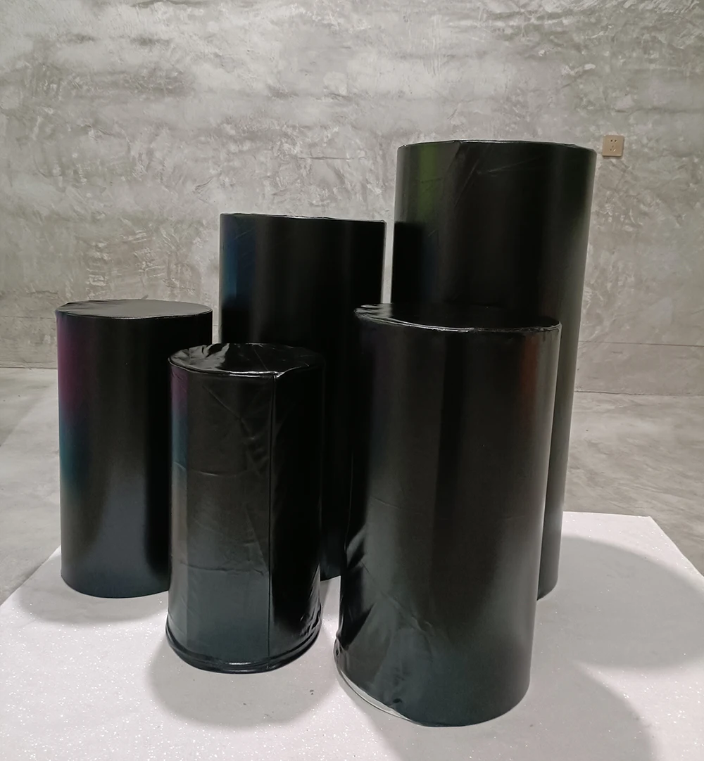 Gold and Silver Pink Red BLue Shiny Metallic Fabric Stretch Cloth Elastic Pedestal Cylinder Table Covers Party Decoration
