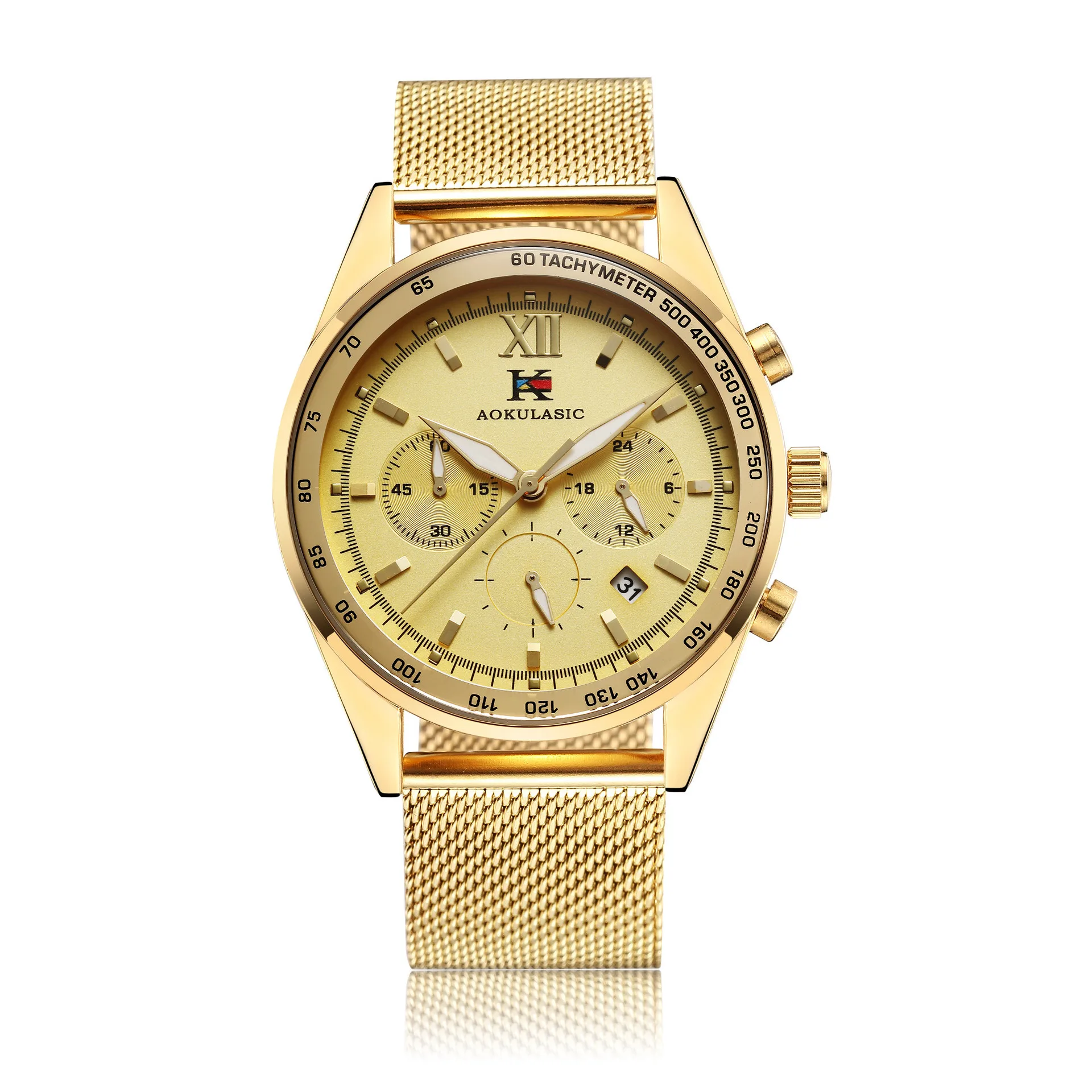 

Aokulasic Multi-functional Quartz Watch Steel Belt Men's Watch