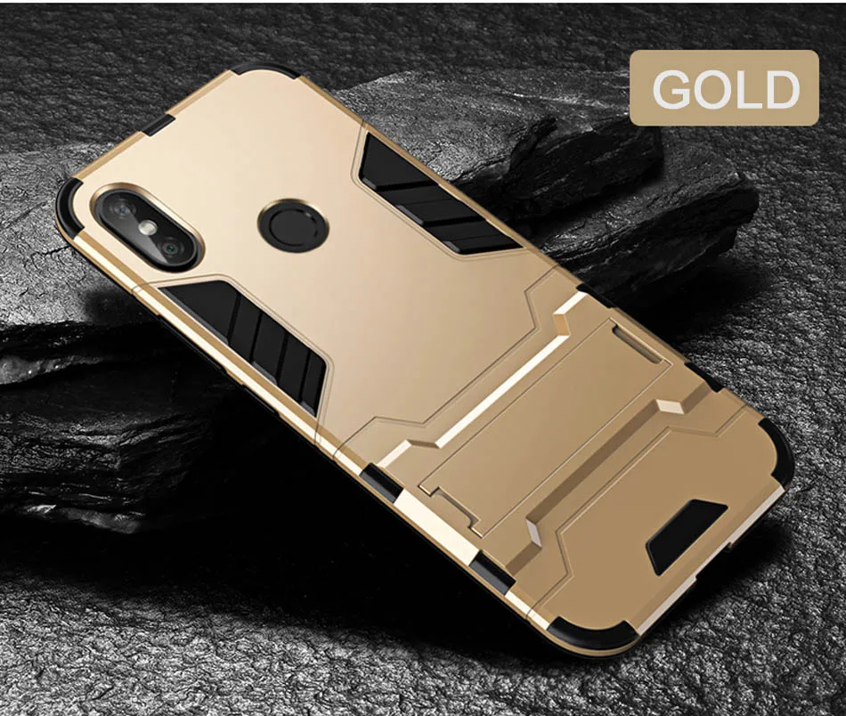 CAPSSICUM чехол-книжка для Xiaomi Redmi Note 5 Pro PC+ силиконовый Жесткий прочный армированный чехол для телефона Противоударная подставка задняя крышка в виде ракушки стенд Note5 - Цвет: Золотой