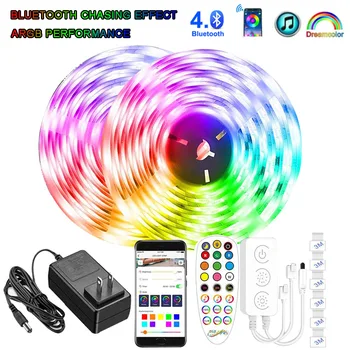 

Magic Dream Color LED Strip Chasing Effect Stream Color Revolving Neon Rope 5050 12V 5M 10M Bluetooth Room Christmas LED Strips