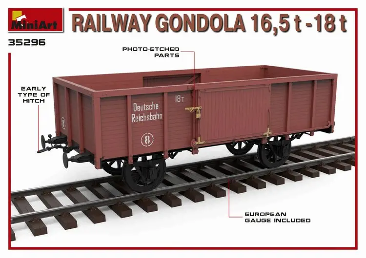 MiniArt 35296 1/35 железная дорога Гондола 16, 5-18t-Scale модельный комплект