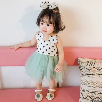 

2020 summer baby girl sleeveless dress kids clothes girls bute infant toddler princess gauze polka dot dress ball gown 6M to 4T