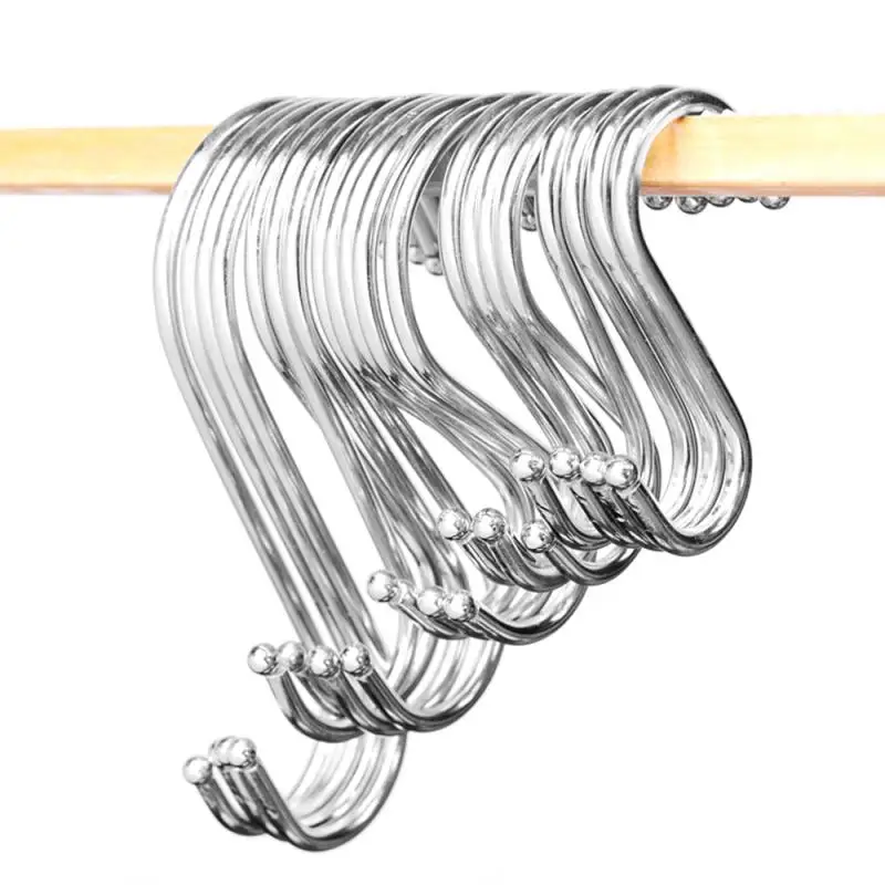 

1 Pcs S-shaped Stainless Steel Kitchen Bathroom Hanger Hook Railing Hook Hooks Hanging Hooks