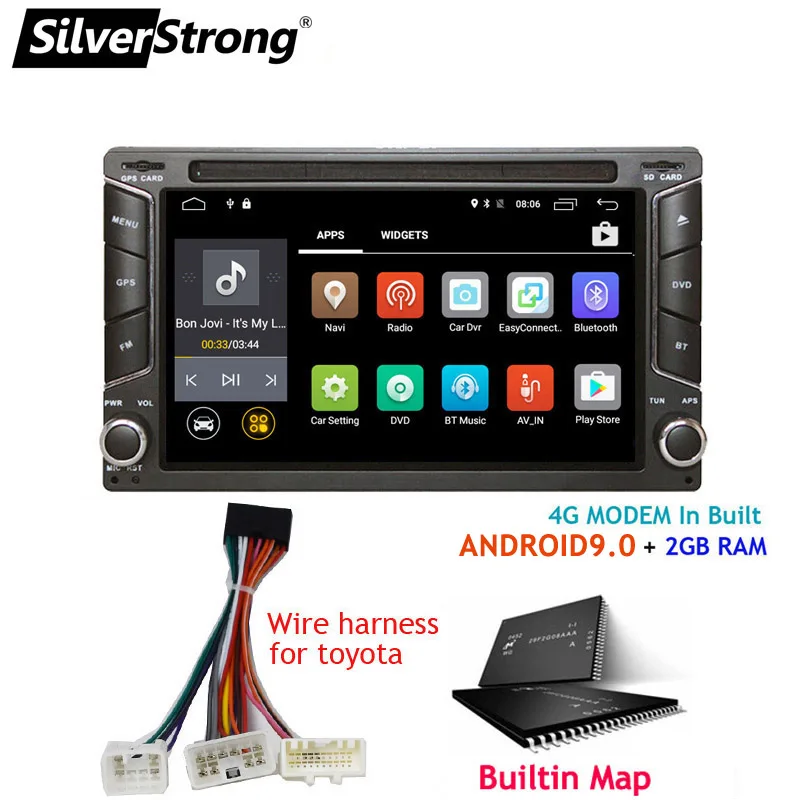 Best SilverStrong Android9.0 2Din Car DVD 4G Modem 2Din Radio Universal Car Stereo Double Din GPS car android  radio 6258 2