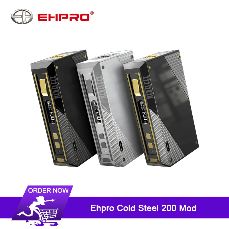 Best  Original Ehpro Cold Steel 200 TC Box MOD 200W max output Electronic Cigarette Vaping fits dual 1865