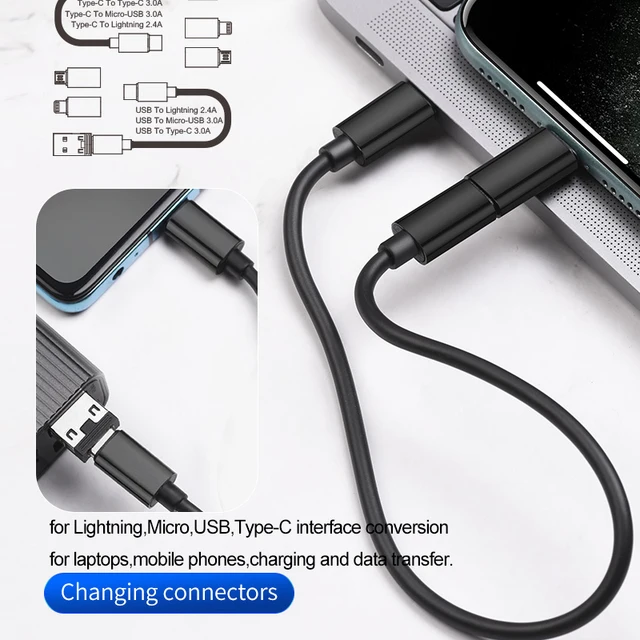 HOCO 4in1 USB Charger Cable Type c fast charging cable with Micro usb to Type C to Lightning and phone holder For iPhone 12 11 5