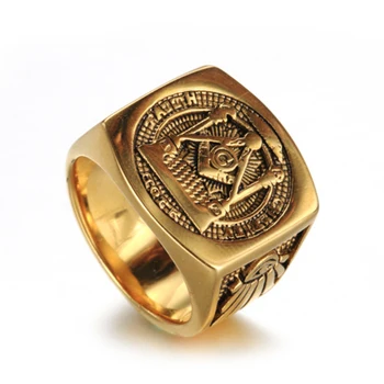 

Vintage Masonic Ring Titanium Steel For Men Gold Masonic Rings Jewelry Gift For Him