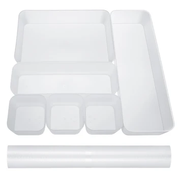 

7 Pcs Drawer Organizers Versatile Flexible Non-slip Storage Tray Makeup Containers for Office Bedroom Bathroom
