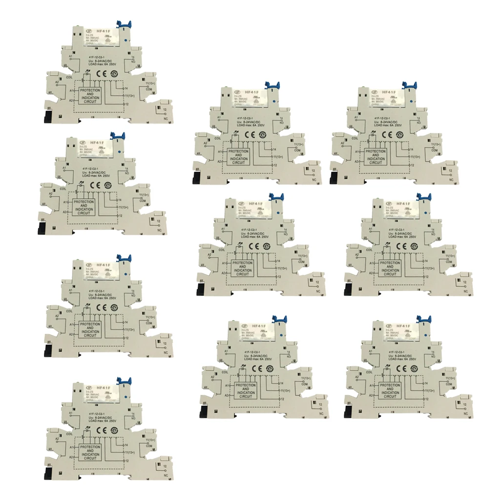 10 Pieces Hongfa HF41F PCB Relay 5 PIN Relay Socket 6A 250VAC; 6A 30VDC for Industrial Automation