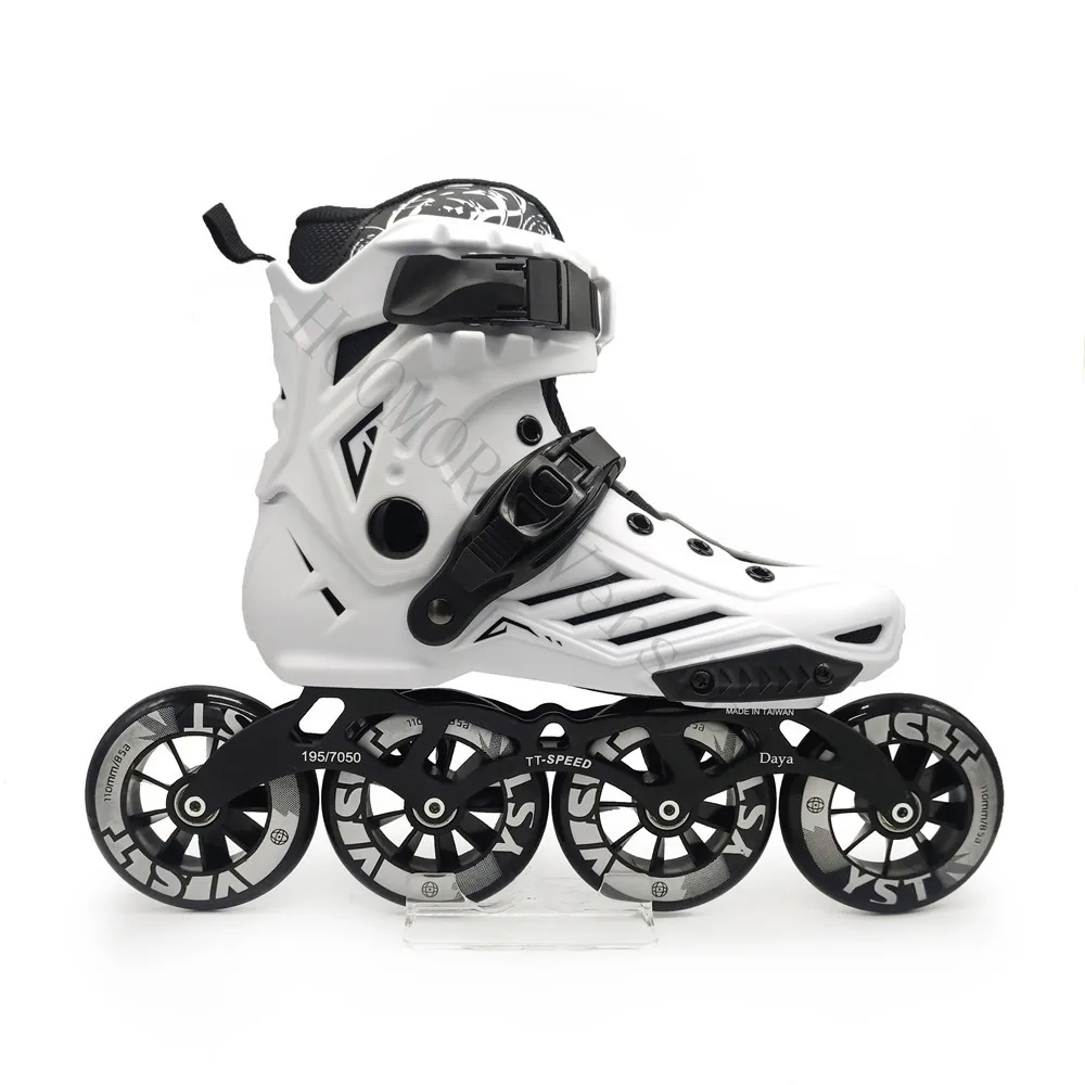 ROSELLE 4-wheels 90mm 100mm 110mm Inline Speed Skates Race Skating Patins for Street Long Distance High Ankle Boots 4X110 Roller