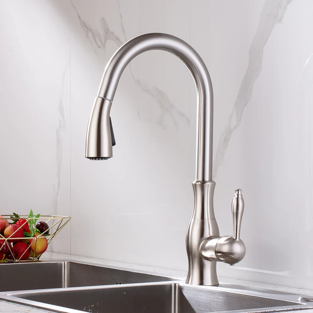  Kitchen Faucets Sink Black Taps Single Handle Pull Out Kitchen Tap Swivel 360 Water Mixer Tap 2 Fea - 33015587223
