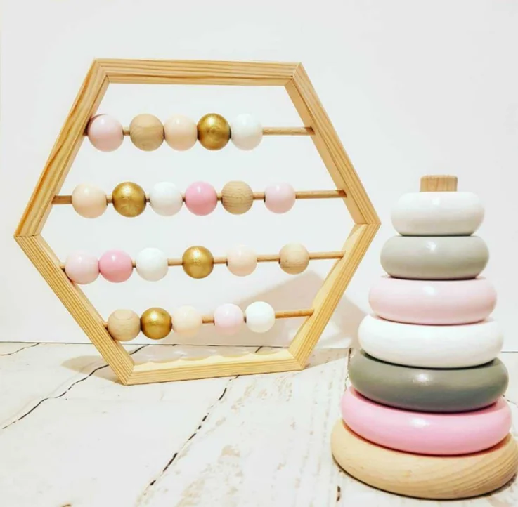 

Craft Baby Early Learning Educational Toys Scandinavian Style Baby Room Decor New Nordic Style Natural Wooden Abacus With beads