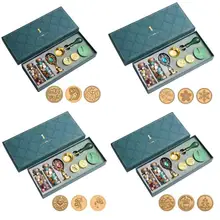 

New Retro Lacquer Seal Gift Box Multicolor Lacquer Wax Grain Set Envelope Sealing Wax Stamp Mark Pen DIY Art Decor