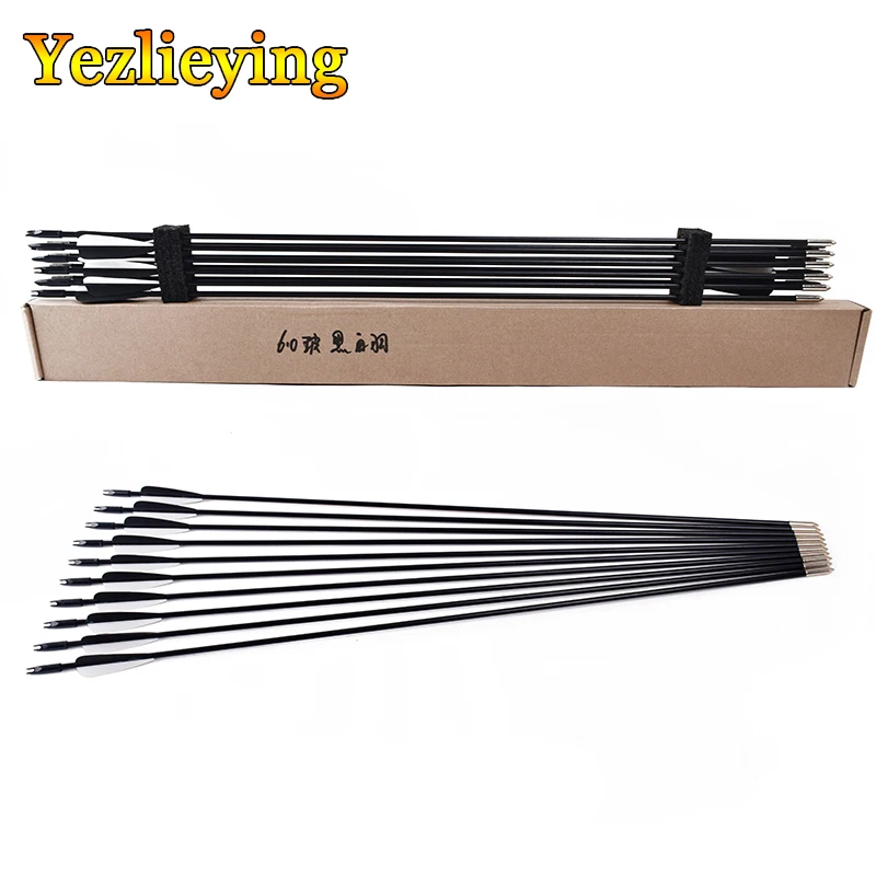 

6/12pcs Archery Bow Fiberglass Arrow 30" 6mm Traditional Archery Competed with Plastic Feathers for Compound & Recurve bow