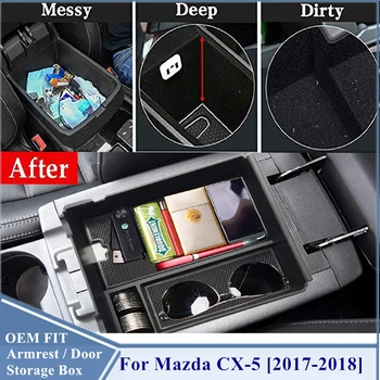 

Car Styling Accessories 1PCS Plastic Interior Armrest Storage Box Organizer Case Container Tray For Mazda CX-5 2017 2018