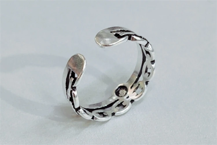 Счастливый Панк Ретро тайский стиль двухслойная цепочка вечерние женские кольца улыбающееся лицо счастливое серебро 925 пробы винтажные кольца для женщин