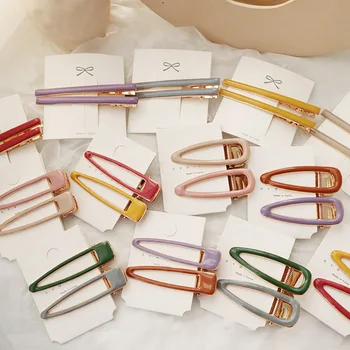 

2PCS Korea Resin Geometric Irregular Rectangle Hair Clips Candy Color Waterdrop Hairpins INS net red For Women Hair Accessories