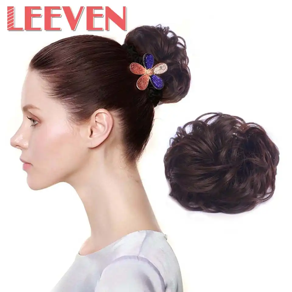 Leeven Synthetic Elastic Scrunchies Hairpiece Bun Hairtail Updo