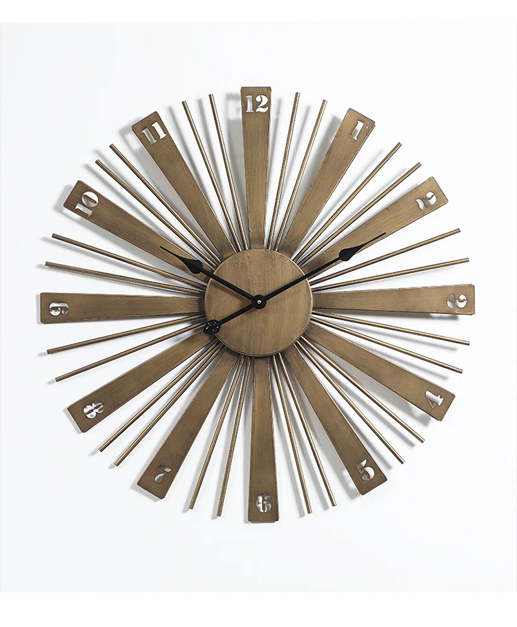 Большие металлические настенные часы современный дизайн для гостиной европейские подвесные часы Золотая железная художественная стена часы домашний Декор 70 см