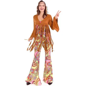 

Adult's Hippie Cosplay Costume for Stage Performance Jumpsuit Jacket 2pcs Outfit for Halloween Make Up Party Carnival Party