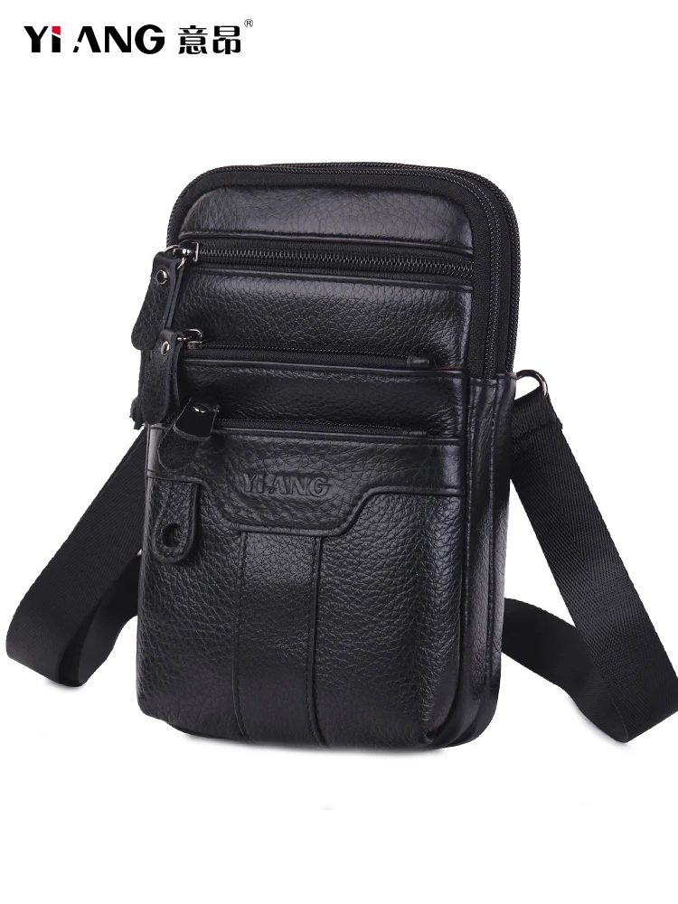 New Men Waist Bag Genuine Leather Shoulder Bags Mobile Phone Case Belt Purse Small Fanny Messenger Crossbody Multi Pockets |