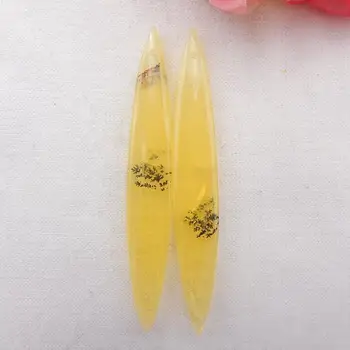 

Natural Gemstone Yellow Opal Gems Earring bead,Semi-precious stones jewelry accessories 55x8x4mm，4.9g