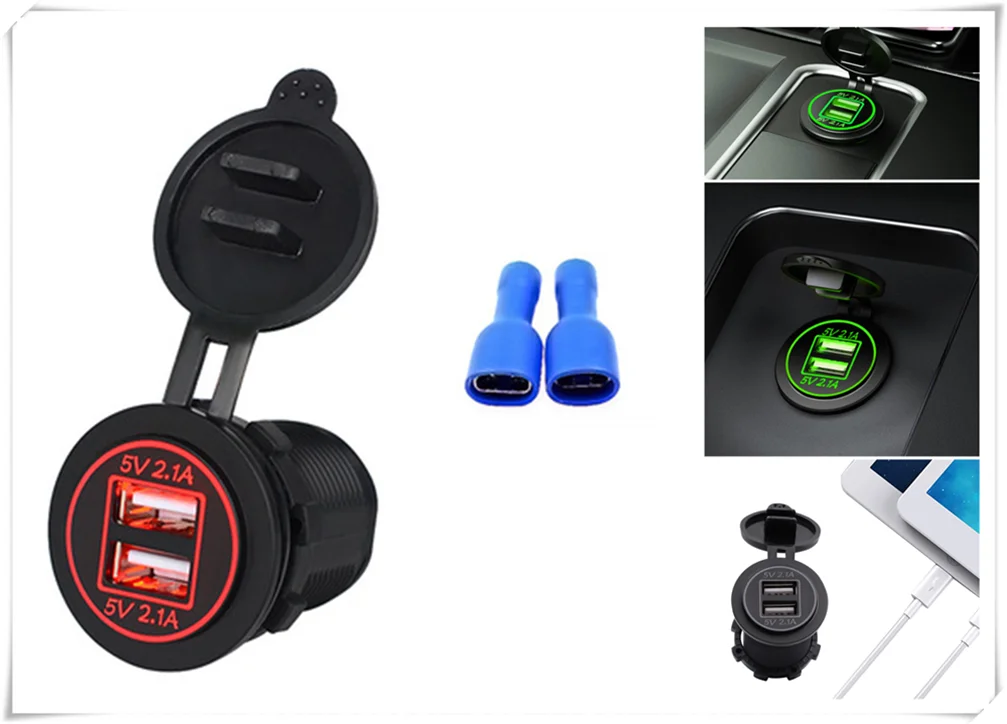 

12V-24V universal car motorcycle 4.2A auto charger dual USB for Nissan Altima 370Z Xmotion X-Trail Qashqai
