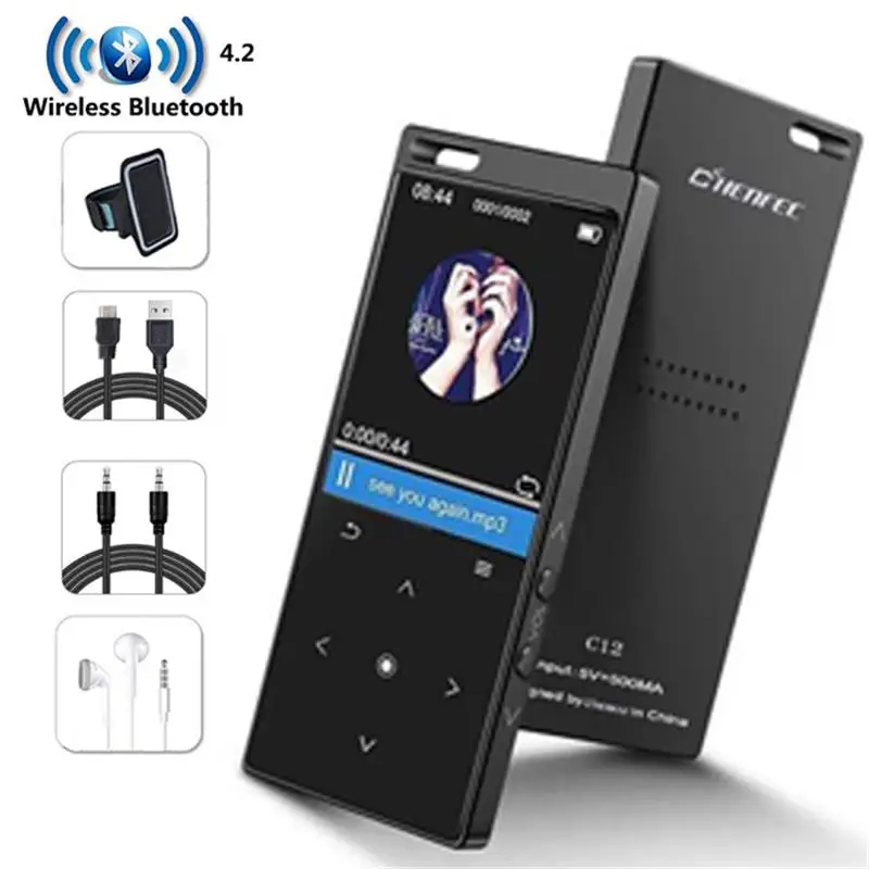 Player com Speaker Corpo de Toque Leitor de Música com Rádio E-book até 128gb Metal Chave Hifi Lossless fm Bluetooth4.2 Mp4 16gb