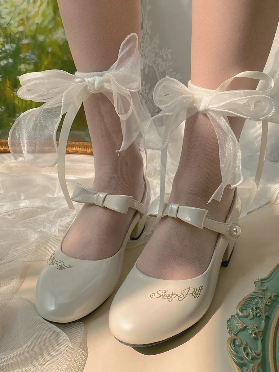 

Summer Crystal Thin Glass Silk Socks Japanese Vigorous Girl Satin Mesh Bow Socks Cute Students' Socks