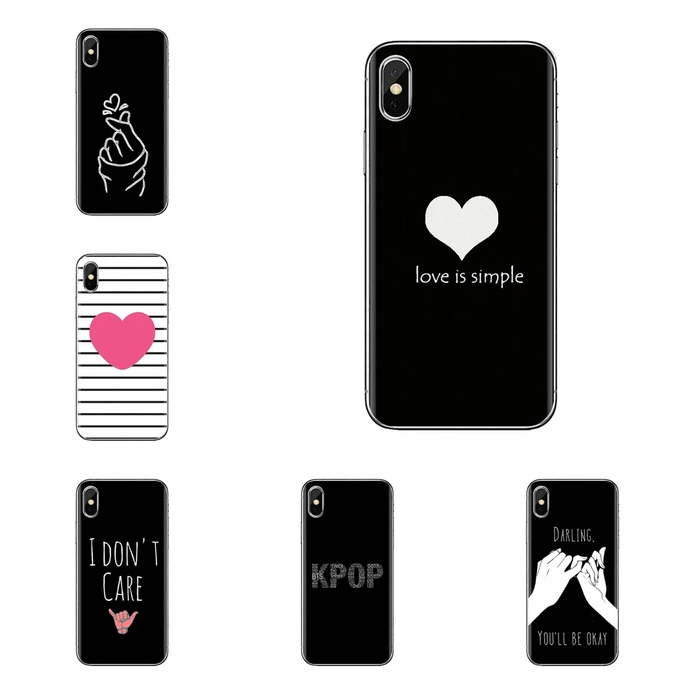 Черный белый любовь kpop Сердце рисунок для huawei mate Honor 4C 5C 5X6X7 7A 7C 8 9 10 8C 8X20 Lite Pro