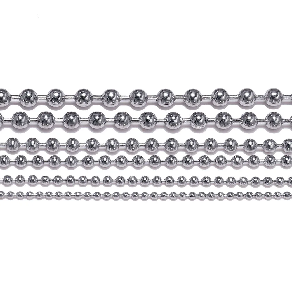 Stainless Steel Necklace 1 Meter 1.2mm-10mm with 5pcs Connectors for Pendant Dog Tags