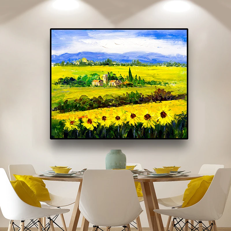 River SunFlower Field Canvas Painting Calligraphy Prints Home Decor Wall Pictures For Living Room Bedroom Home Decoration River SunFlower Field Canvas Painting Calligraphy Prints Home Decor Wall Pictures For Living Room Bedroom Home Decoration
