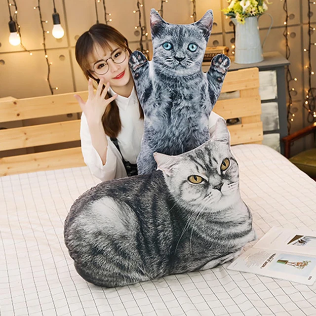 50cm bonito realista 3d gato brinquedos de pelúcia recheado macio animal  boneca simulação sono travesseiro sofá almofada dos desenhos animados  boneca casa decoração presente - AliExpress