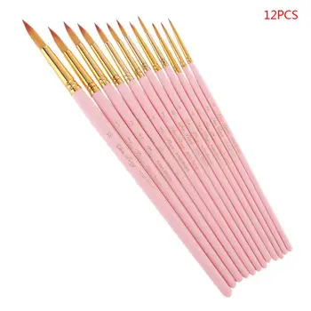 

12Pcs Pointed Tip Painting Brushes Nylon Hair Artists Watercolor Drawing Tools G6DD