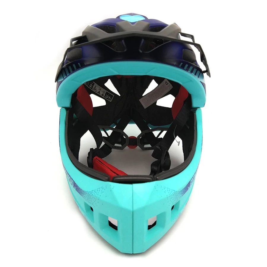 Детский шлем fullface велосипедный защитный Спортивный красный Дорожный mtb горный