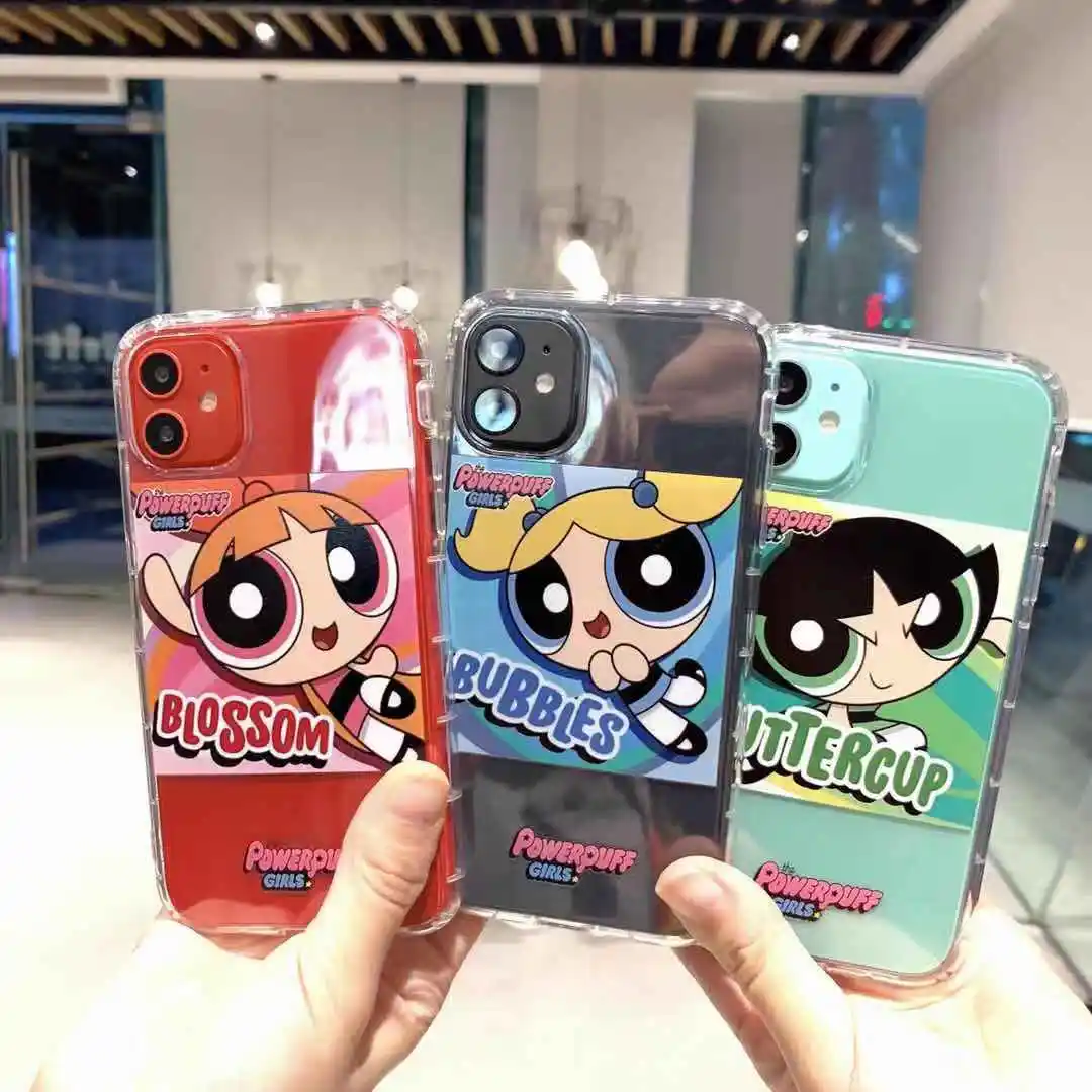Cute Powerpuff Girls Policemen INS Phone Case for iPhone 11 Pro XS X Max Xr 8 7 6s Plus Soft Cartoon TPU Back Cover