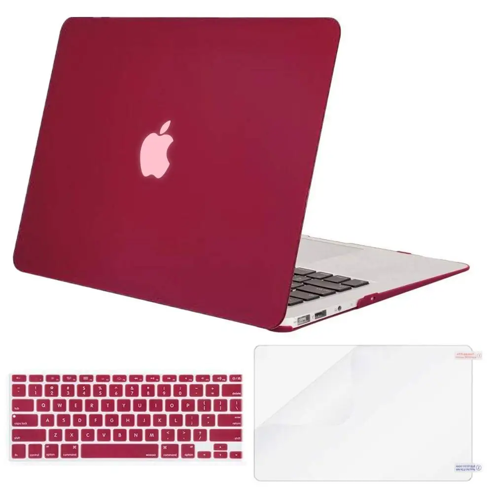 MOSISO Жесткий Чехол для ноутбука Macbook Air 13 A1466/A1369, чехол для ноутбука 2012-+ чехол для клавиатуры+ Защитная пленка для экрана - Цвет: Wine Red