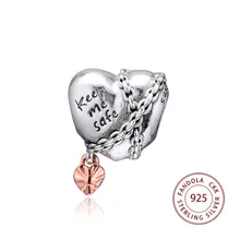 Подходит Пандора браслет Argent Шарм 925 серебро цепное сердце держать меня в безопасности подвески бусины для изготовления ювелирных изделий kralen