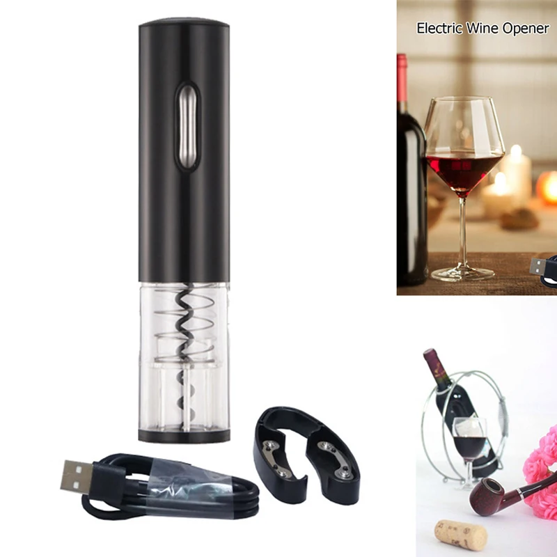 Set USB Charging Automatic Electric Wine Bottle Opener Corkscrew+Foil Cutter Home Garden Supplies