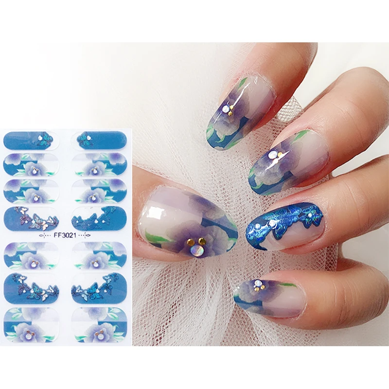 

14 Tips/Sheet Watercolor Style Colorful Nail Stickers Nail Stickers Adhesive Self Adhesive Nail Sticker Nail Art Stickers