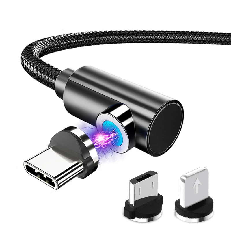 Магнитный кабель светодиодный Micro USB Type C для Samsung Xiaomi Huawei быстрая зарядка