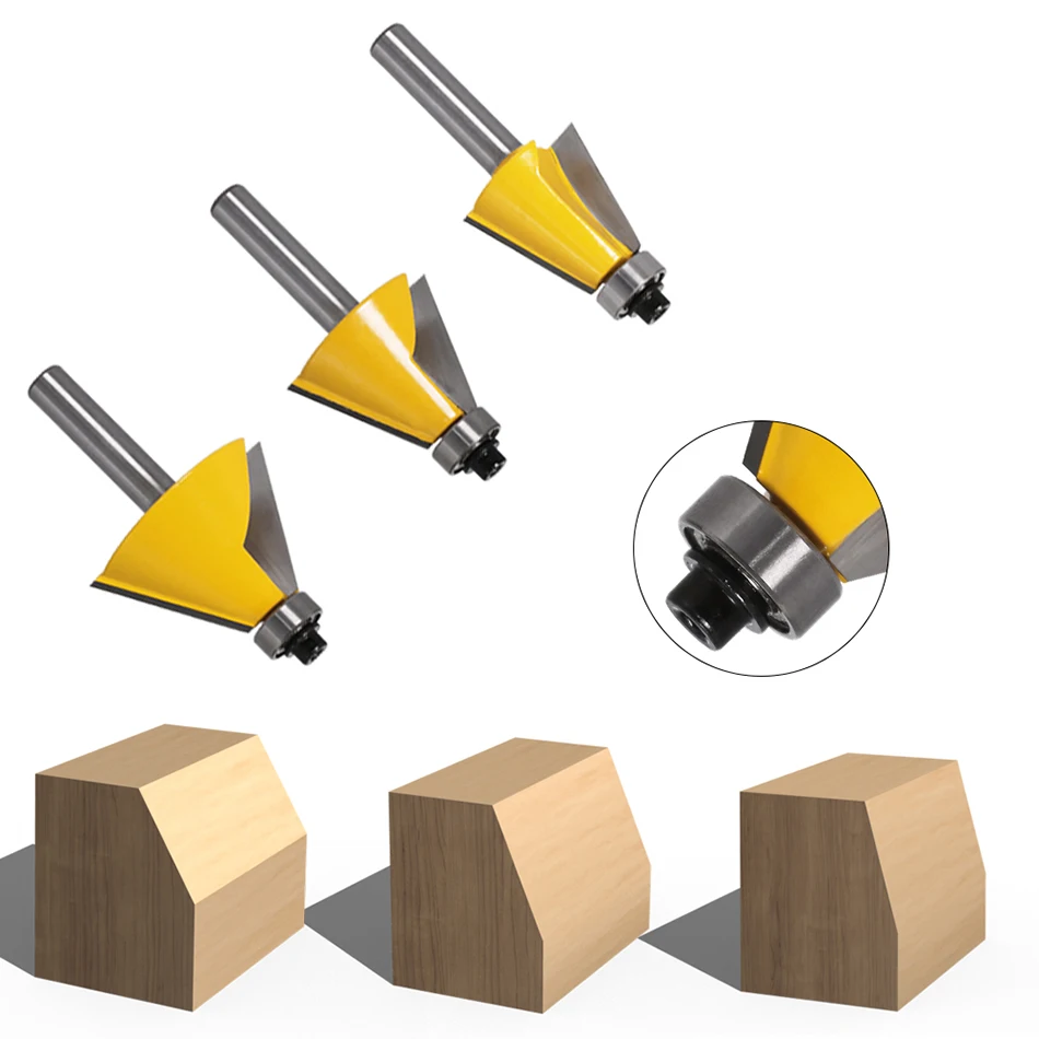 1 шт. 8 мм хвостовик фаски Фрезы 15 22,5 30 градусов Фрезерный резак для дерева машина