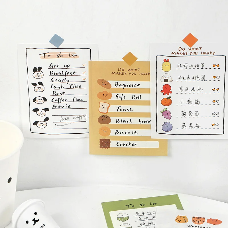 

SIXONE 30 Sheets Cartoon Cute Emotion Note Book Writing Pad Kawaii Student Hand Account Message Memo Pad Diary School Stationery