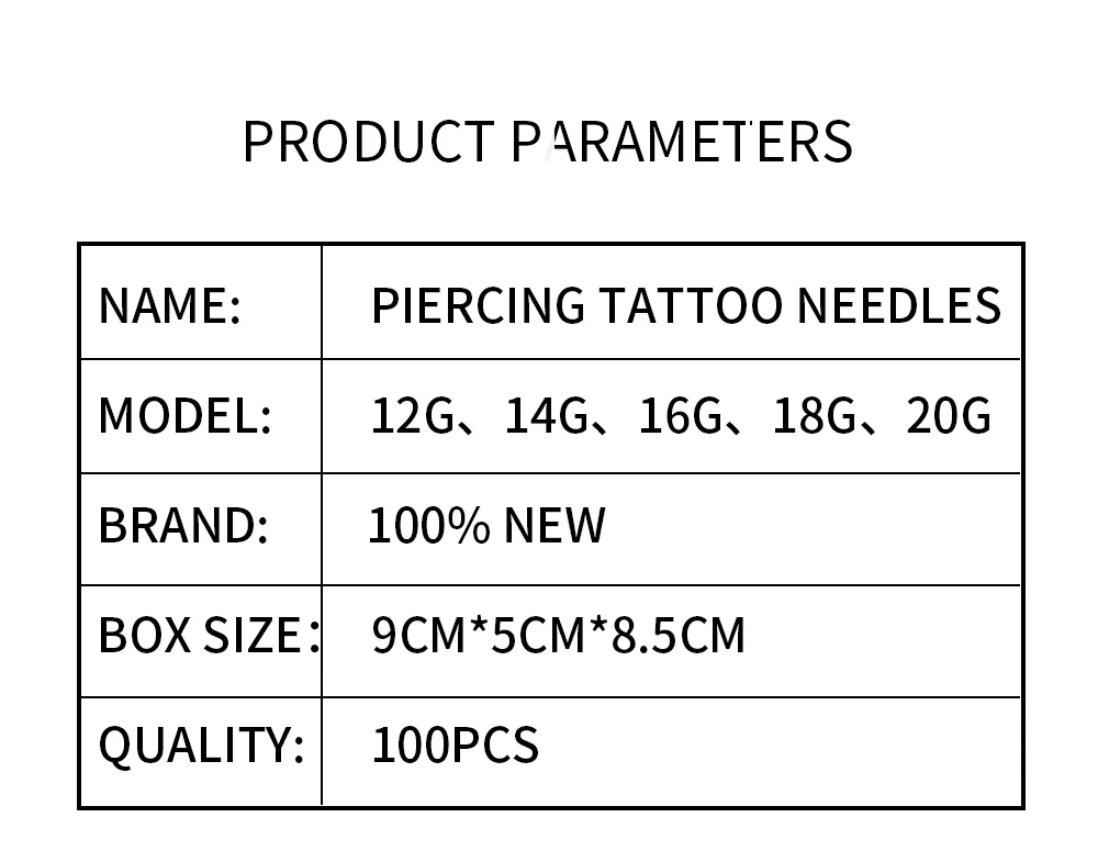 Стерильные иглы Для Пирсинга Ушей в носу 100 шт 12 г 14 г 16 г 18 г 20 г одноразовый пирсинг для тела иглы поставка