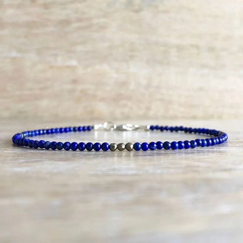 Lapis bracelet for Men Lapis lazuli Bead Bracelet Gold Hematite Mens Bracelet Blue Stone Bracelet Hematite Bracelet - Image 5